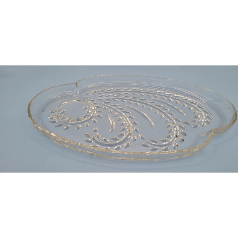10 Federal Glass Homestead Hospitality Snack Plates/Tray Wheat Pattern c1950